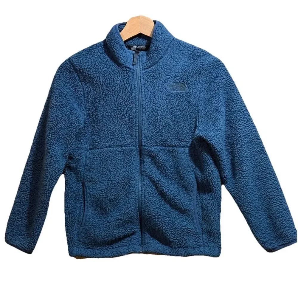 The North Face Sherpa Blue Full Zip Jacket Youth Size L Boys (10-12) W (XXS) EUC